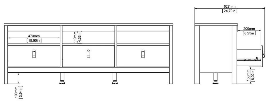 Sivobéžový TV stolík 151x54x38 cm Madrid – Tvilum