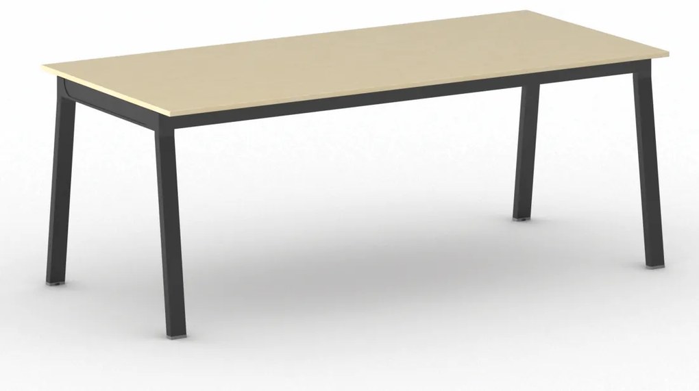 Rokovací kancelársky stôl PRIMO BASIC, 200x90 cm, čierna podnož, breza