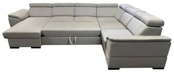 Rozkladacia sedacia súprava s univerzálnym rohom do U s úložným priestorom GRANADA svetlosivá