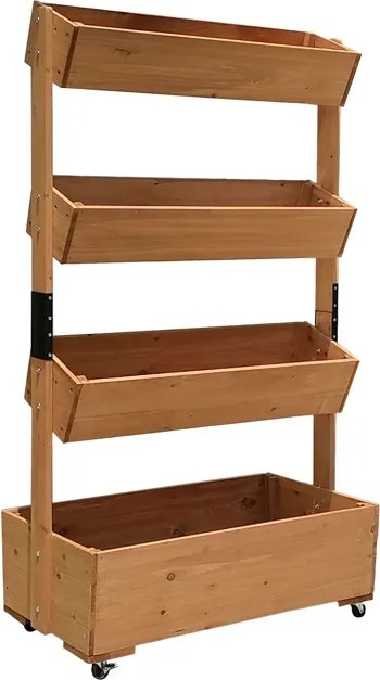 Vertikálny kvetináč Strend Pro, 4-poschodový, s kolieskami (147 x 85 x)