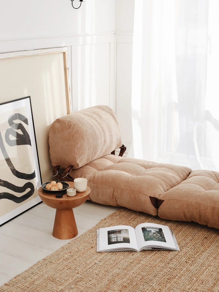 Rozkládací futonové křeslo Kadife camel