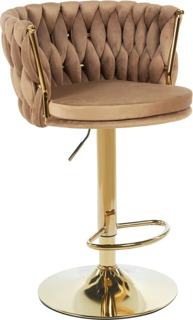 Dekorstudio Barová stolička GLAMOUR TWIST cappuccino (zlatý rám)