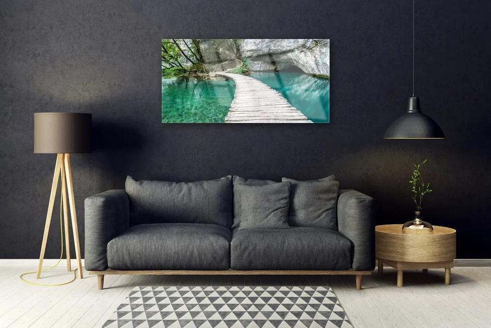 Obraz plexi Most jazero architektúra 100x50 cm
