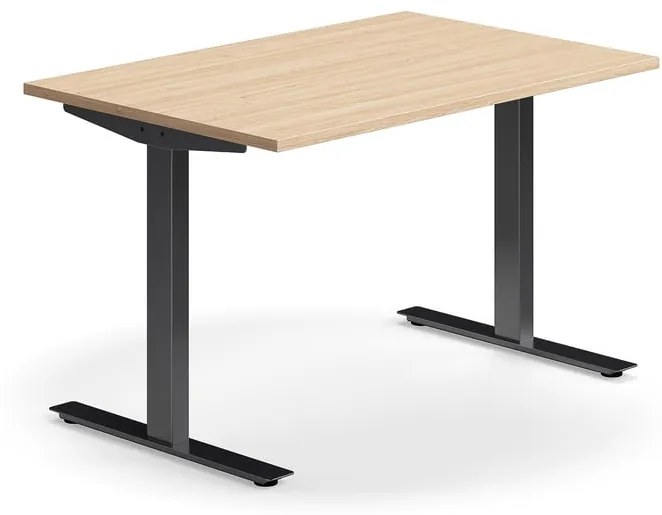 Kancelársky stôl QBUS, rovný, 1200x800 mm, T-rám, čierny rám, dub