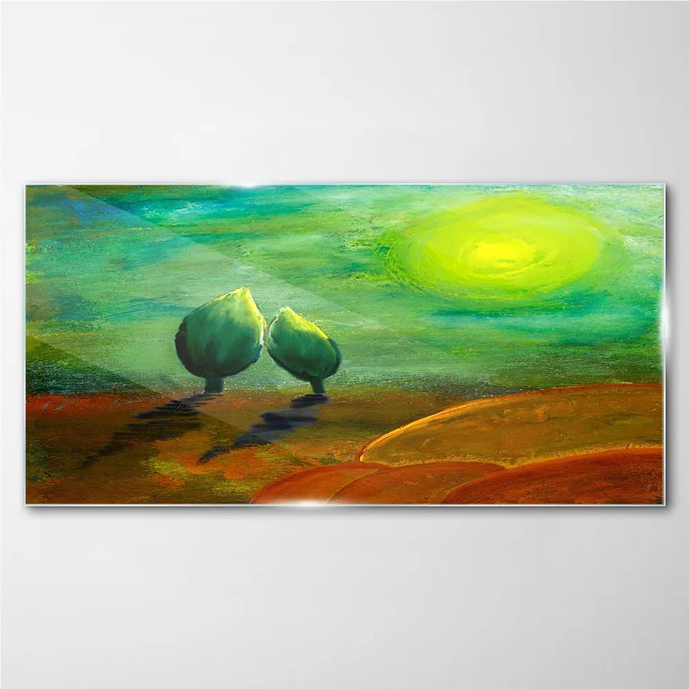 Skleneny obraz Abstrakcie slnko stromy