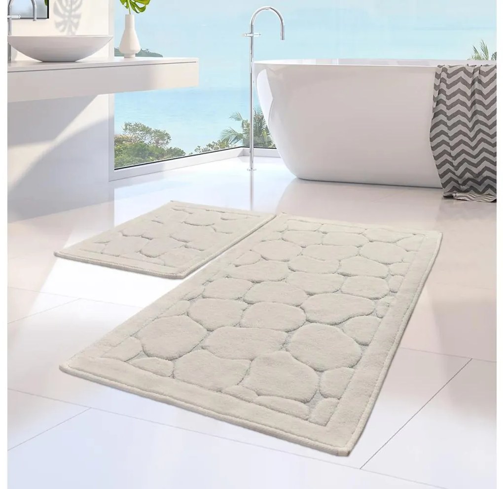 SADA 2x Kúpeľňová predložka LINO 60/100 cm béžová