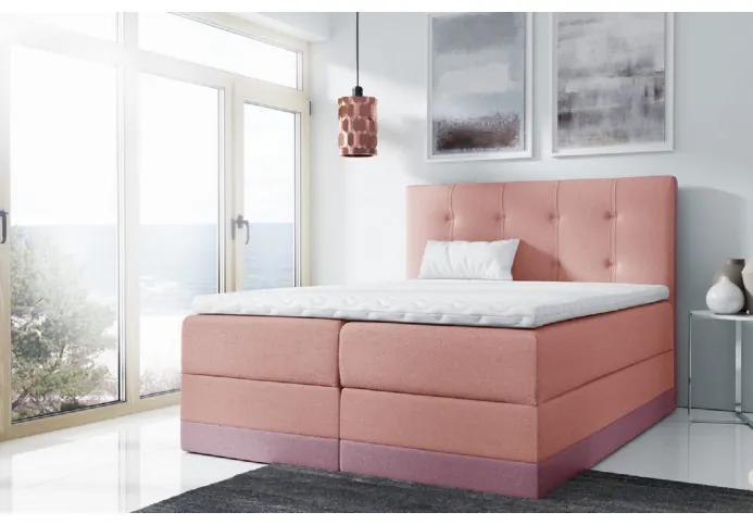 Jednoduchá čalúnená posteľ Tory 00x200, ružová + TOPPER