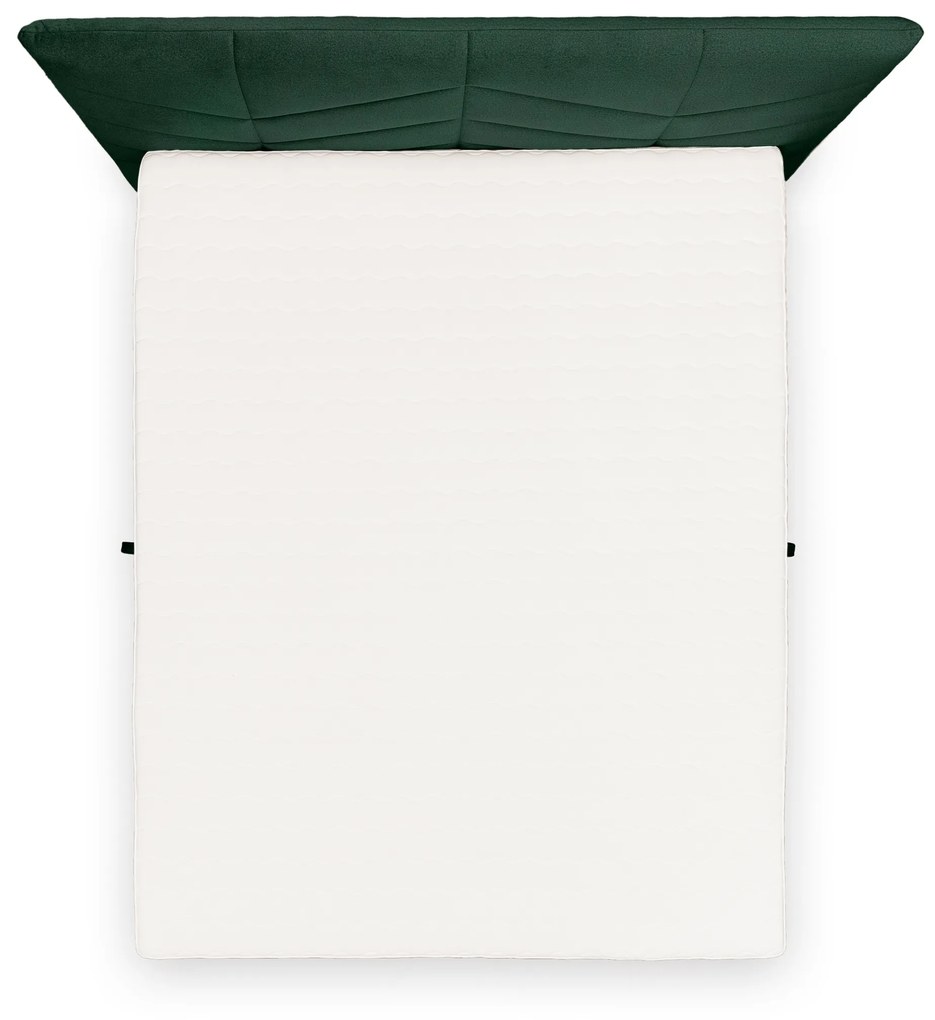 Posteľ Boxspring Penia 160x200 s úložným priestorom - zelený hydrofóbny zamat Element 12