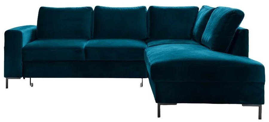 Tyrkysová zamatová rozkladacia rohová pohovka (pravý roh) Lofty Lilly – Miuform