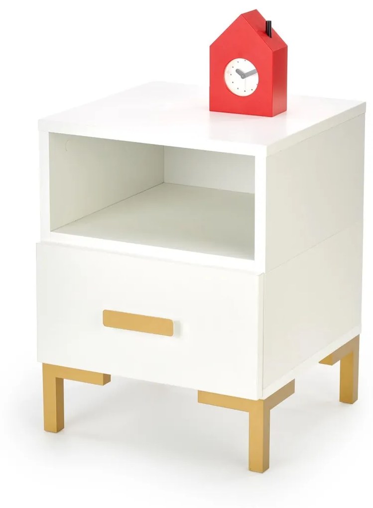 Nočný stolík SILVIA 40 cm biely/zlatý
