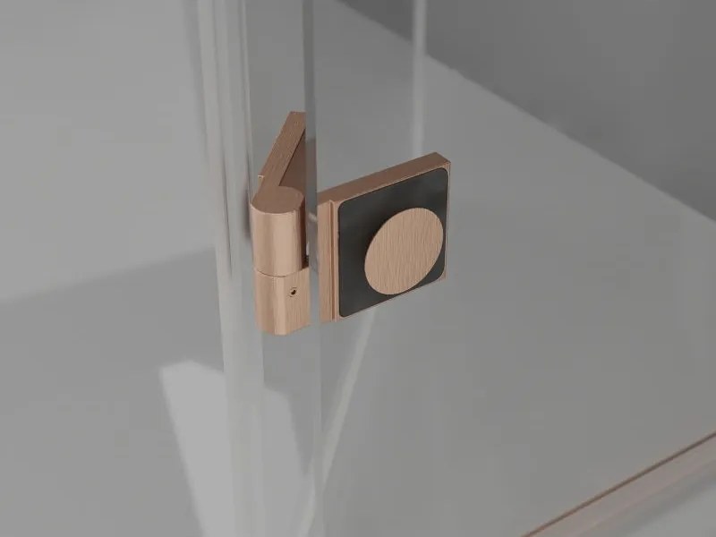 Mexen Lunar T, sklápací sprchový kút ľavý 100 x 120 cm, 8mm číre sklo, medený matný profil, 834T-100-120-65-00-L