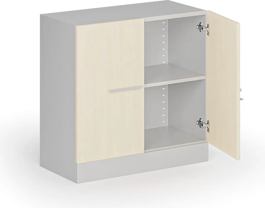 Kovová spisová skriňa s drevenými dverami, demontovaná, 800 x 800 x 400 mm, breza