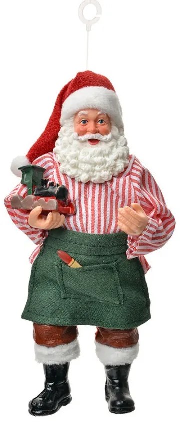 Závesná vianočná dekorácia Santa Claus držiaca mašinku - 9*6*17 cm
