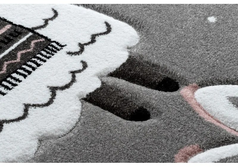 Detský kusový koberec Petit Lama grey kruh, 140x140 (priemer) kruh, šedá, detská izba, Dywany Łuszczów