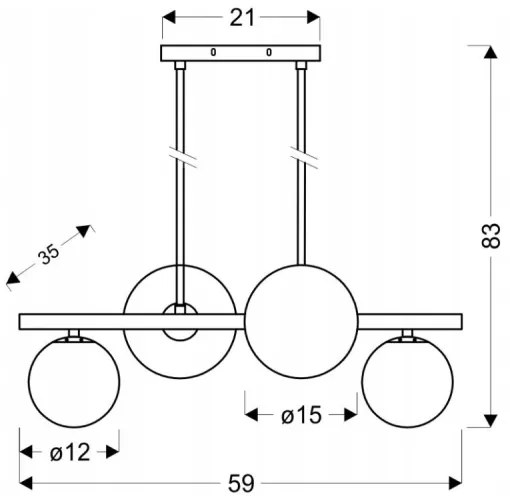 Luster na tyči KAMA 4xG9/28W/230V