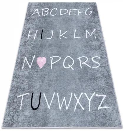 JUNIOR 52106.801 umývací koberec Abeceda pre deti protišmykový - sivá Veľkosť: 160x220 cm