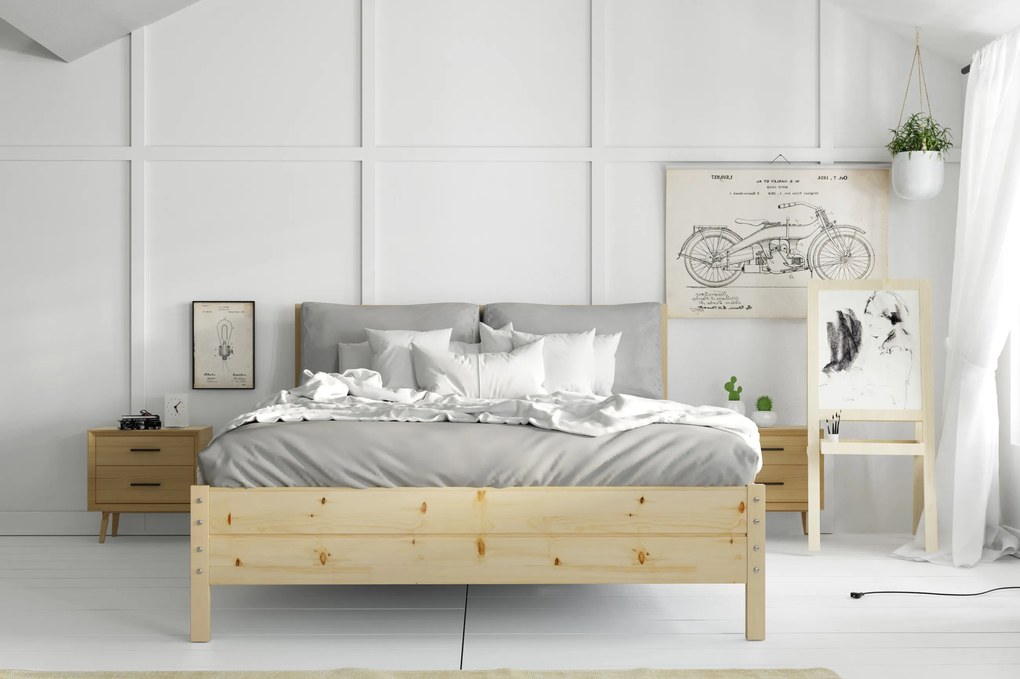 Manželská posteľ CONTINENTAL 160x200 prírodná borovica