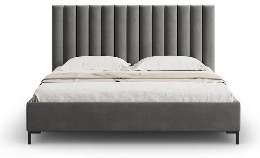 Sivá čalúnená dvojlôžková posteľ s úložným priestorom s roštom 140x200 cm Casey – Mazzini Beds