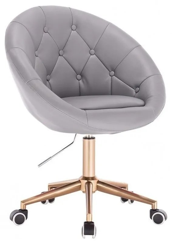 LuxuryForm DESIGN Kreslo VERA na zlatej podstave s kolieskami - sivé