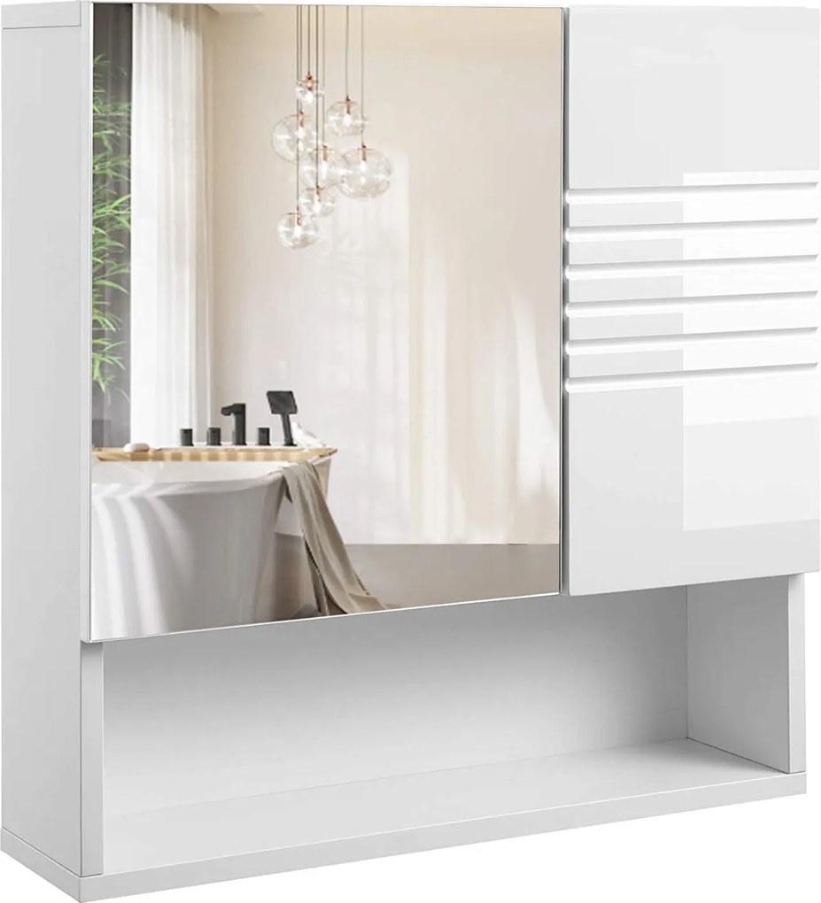 Rongomic Zrkadlová kúpeľňová kříňka VASAGLE biela