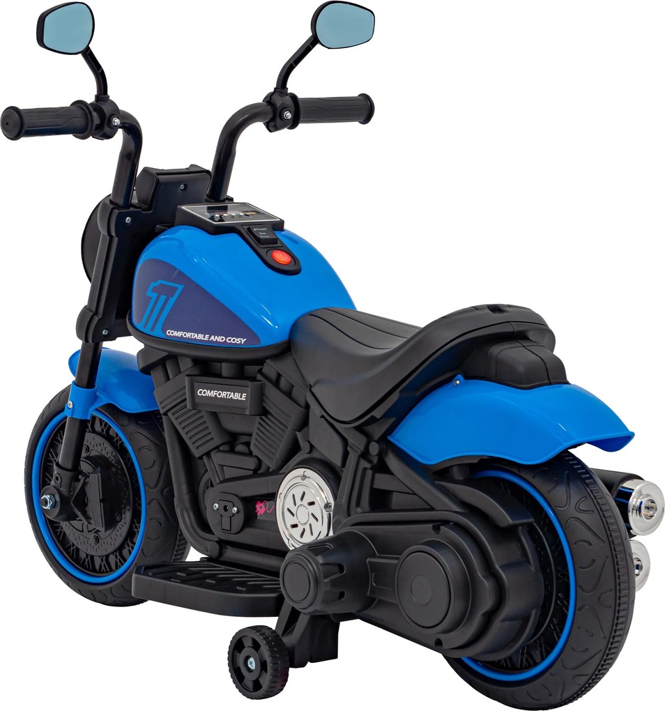 Ramiz Chopper FASTER batériová motorka pre deti Modrá + FM rádio + Audio panel + LED