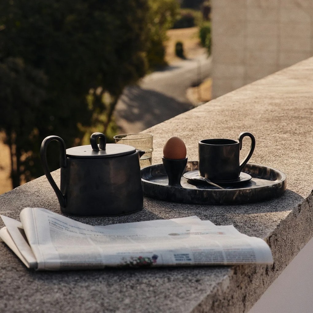 Ferm Living Dekoratívna okrúhla tácka Mist Charcoal Ø 30 cm