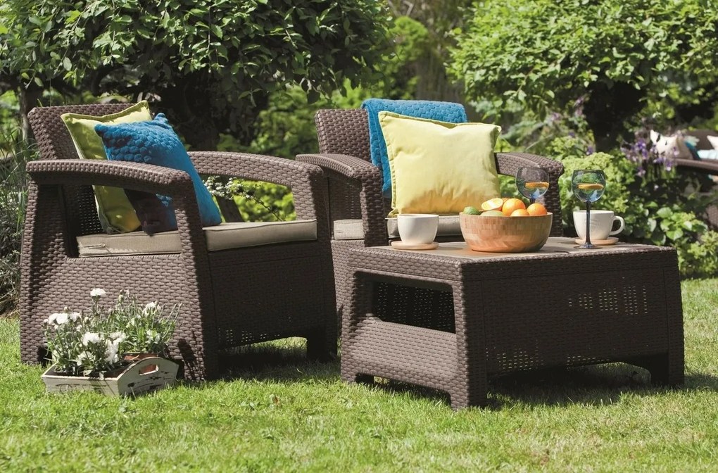 Záhradná sada Keter Corfu WEEKEND, hnedá