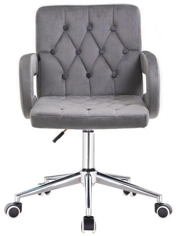 LuxuryForm DESIGN Stolička BOSTON VELUR na striebornej podstave s kolieskami - šedá