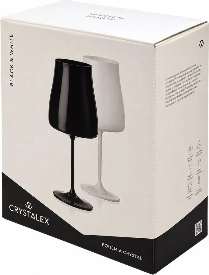Crystalex poháre Black White stems 400 ml 2 ks