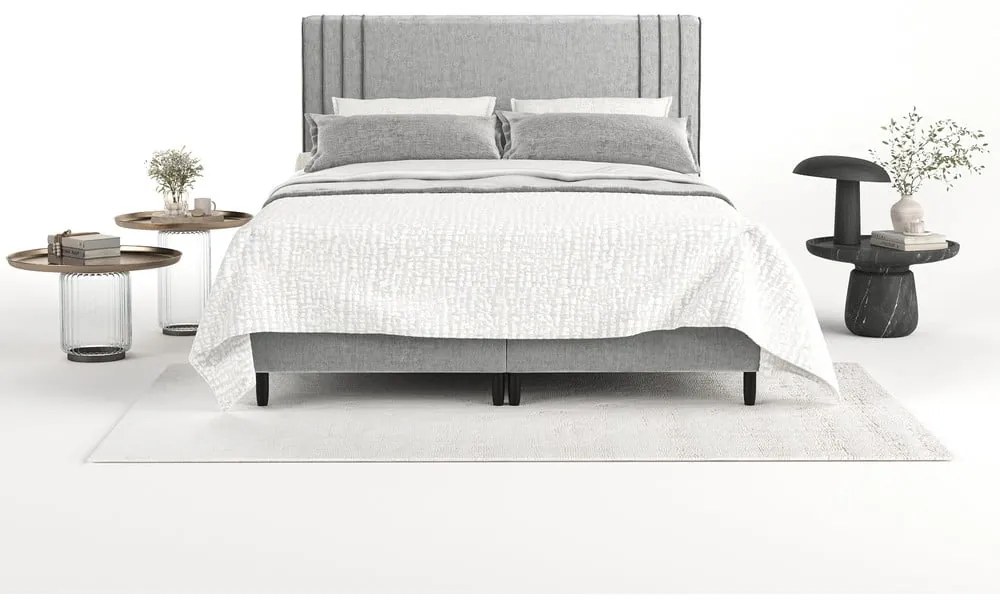 Sivá čalúnená dvojlôžková posteľ s úložným priestorom 160x200 cm Musca – Maison de Rêve