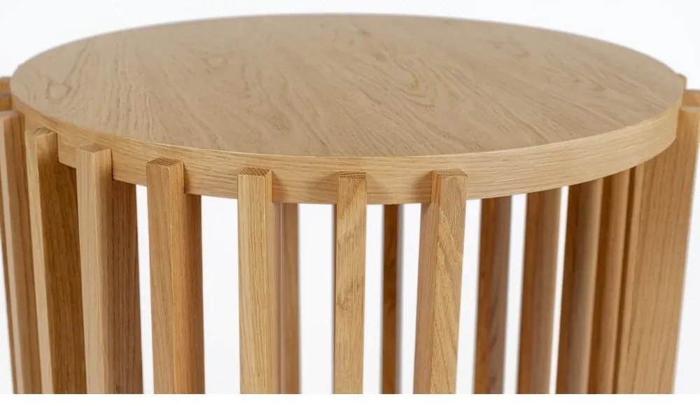 Odkladací stolík z dubového dreva Woodman Drum, ø 53 cm