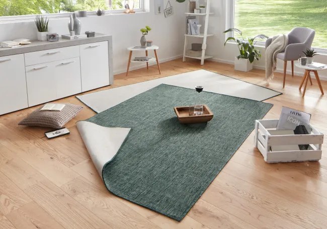 Obojstranný koberec Hanse Home Twin Miami zelený / krémový