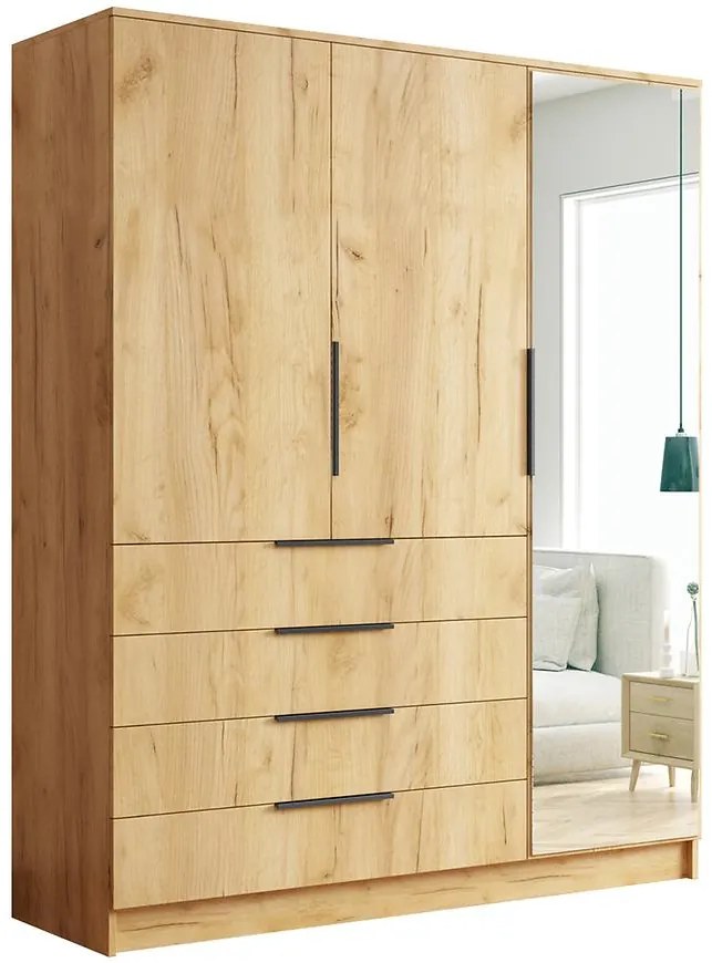 Skriňa Bogota 150 craft zlatá+rukoväť čierna