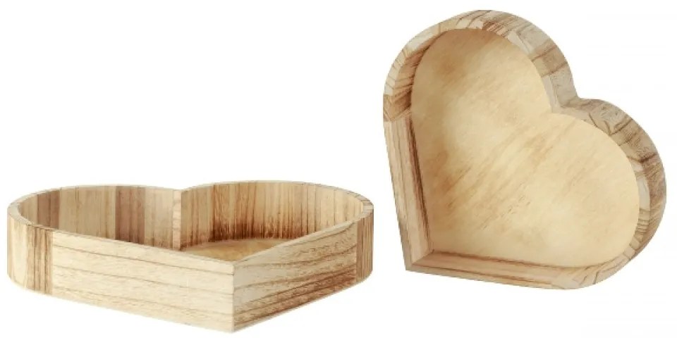 Súprava 2 drevených podnosov HEART TRAY