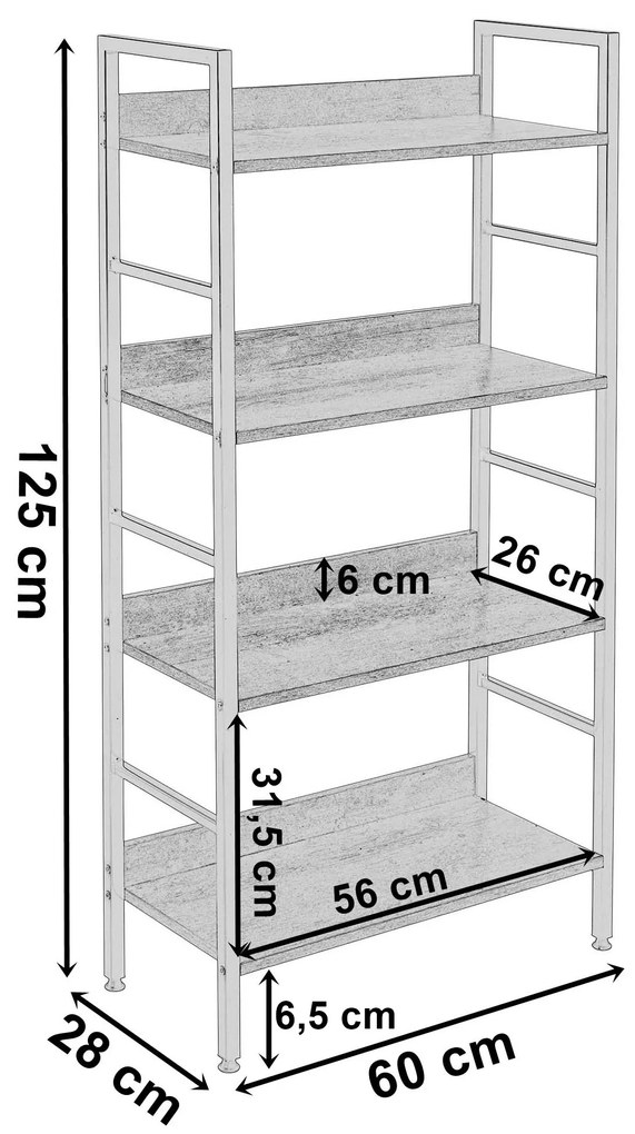 Regál VARBERG 125x60 cm čierny