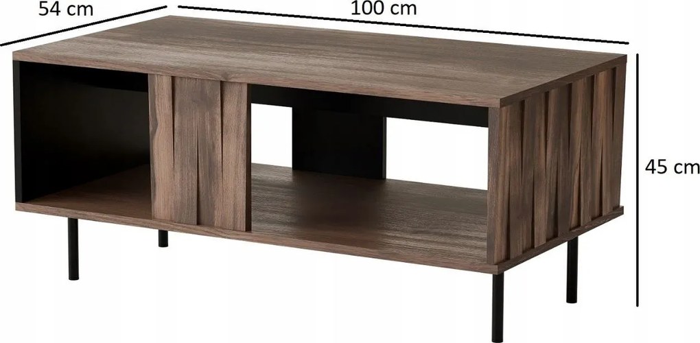 Konferenční stolek Swing 100 cm ořech/černý