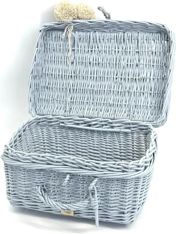 Prútený kufrík - svetlomodrá