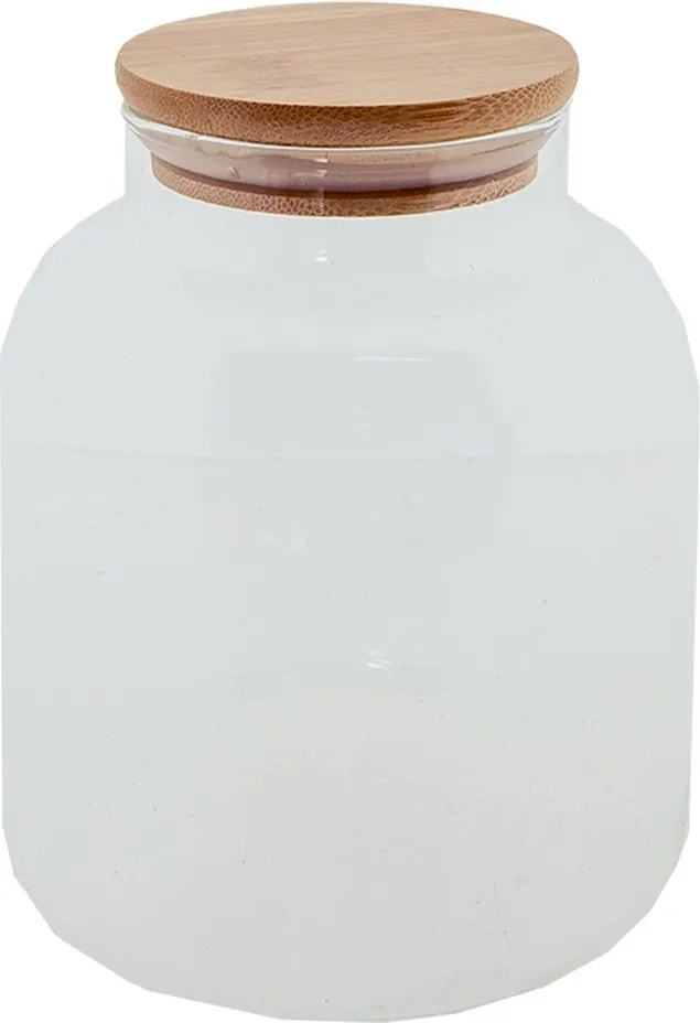 Sklenená skladovacia nádoba s bambusovým viečkom - Ø 12*15 cm / 1.2 l
