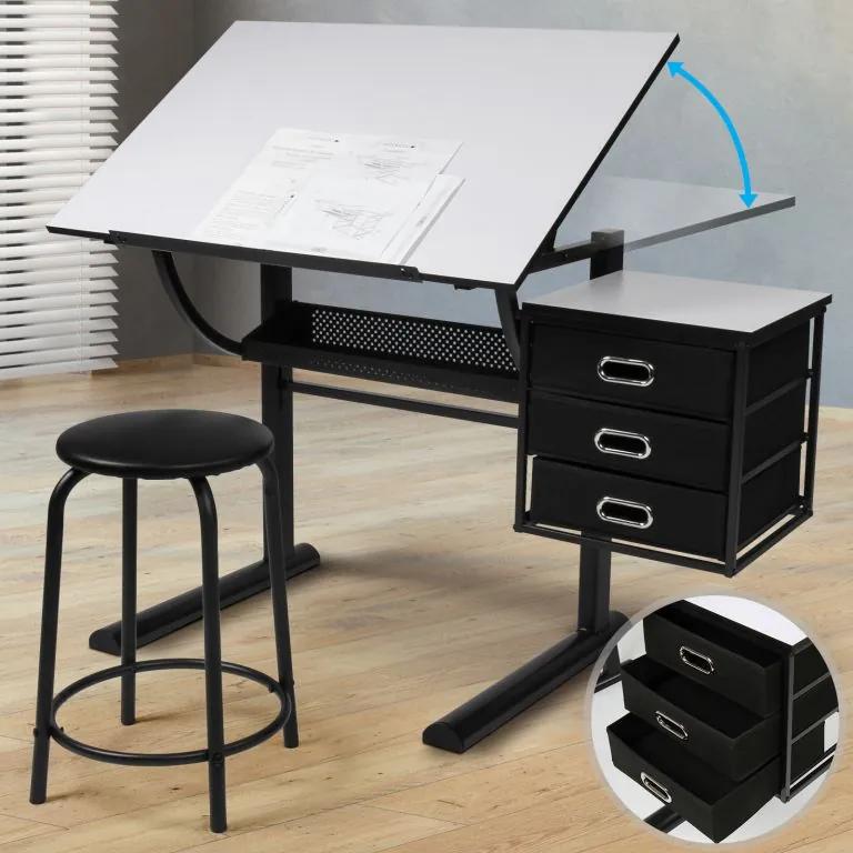 MIADOMODO písací stôl s taburetom, 90 x 75,5 x 60 cm
