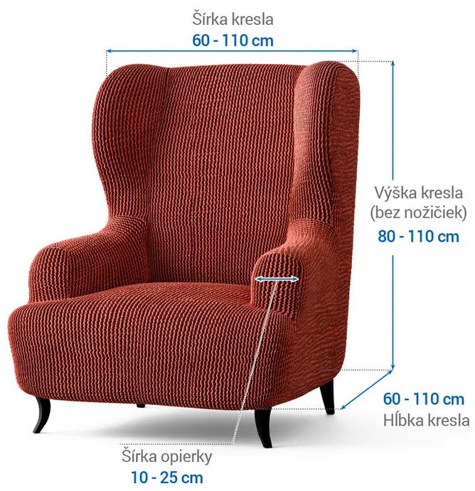 Bielastické poťahy COSTINA medená kreslo ušiak (š. 60 - 110 cm)