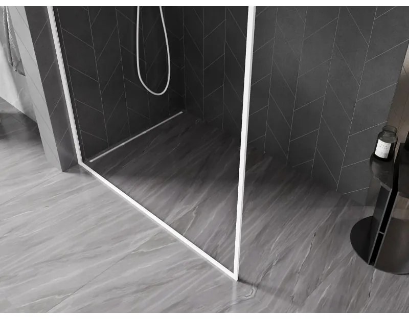 Mexen, Mexen Kioto-XF sprchová stena s rámom 130 x 202 cm, priehľadná 10 mm, biela - 800-130-104-20-00-X