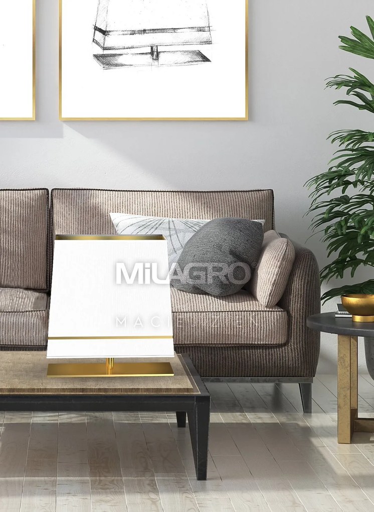 Stolná lampa Volans, 1x biele/zlaté textilné tienidlo, g