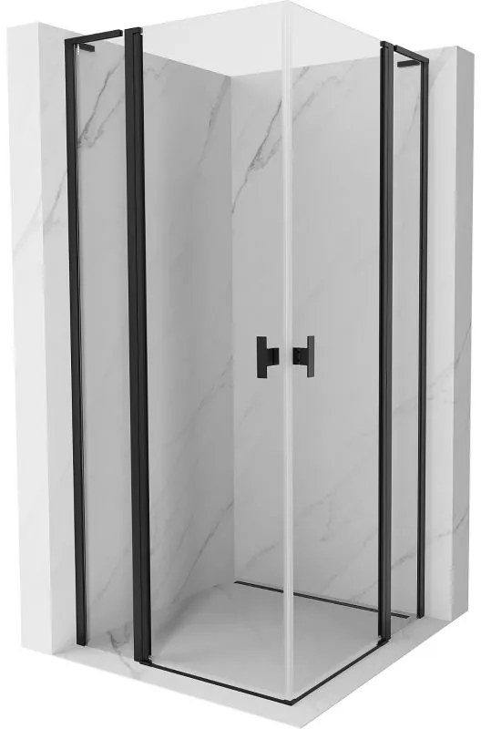 Mexen, Mexen Mist L Duo výklopný sprchový kút 115 x 115 cm, priehľadný, čierny - 8A4L-115-115-70-00
