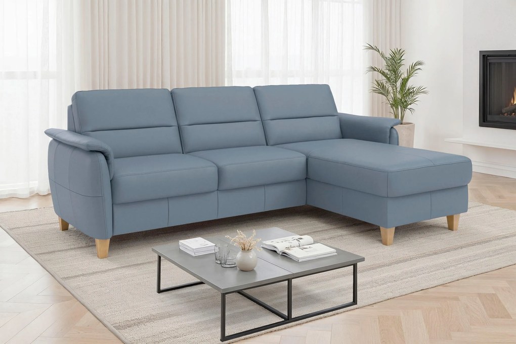 XXXLutz ROHOVÁ SEDAČKA, textil, koža, sivomodrá Sit & More - Sedačky - 00014403323L