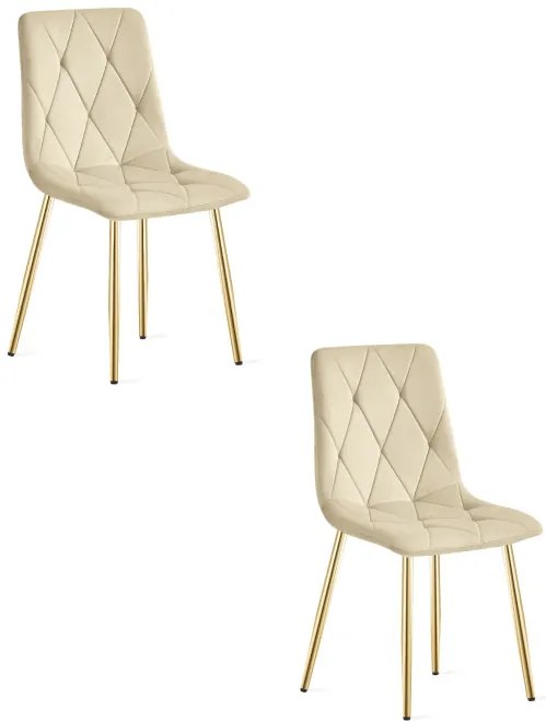Set dvoch jedálenských stoličiek LIBRA zamatové, svetlobéžové / zlaté nohy (2 ks)