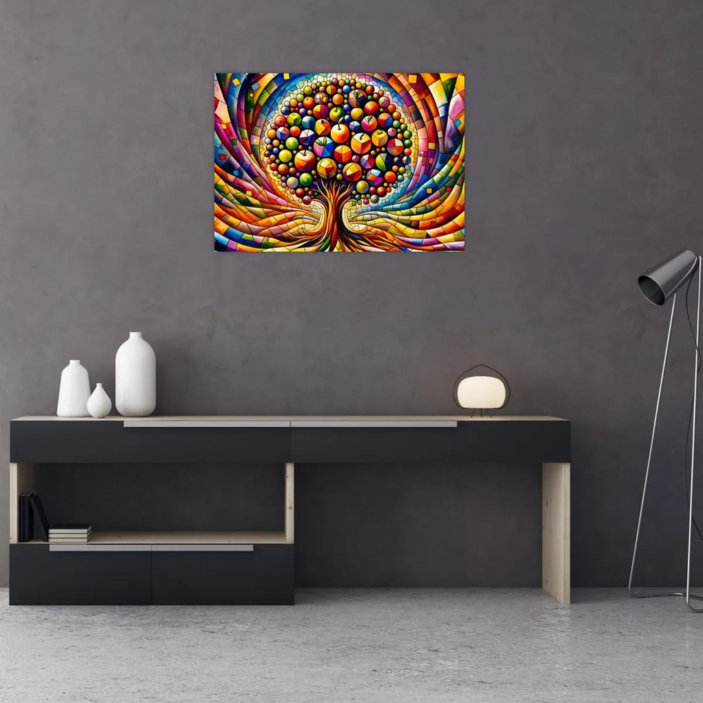 Obraz – Farebný strom s jablkami (70x50 cm)