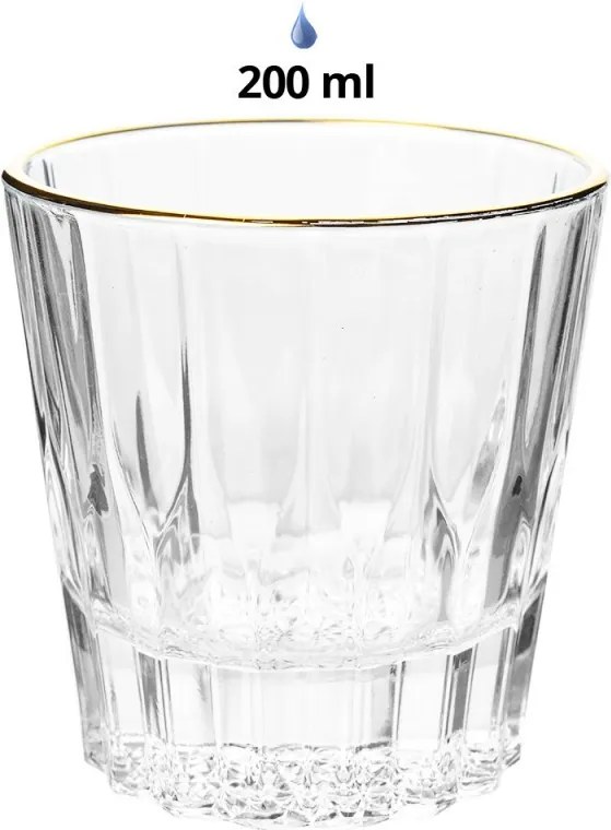 Pohárik na vodu so zlatým prúžkom Gold line - Ø 9*9 cm / 200 ml
