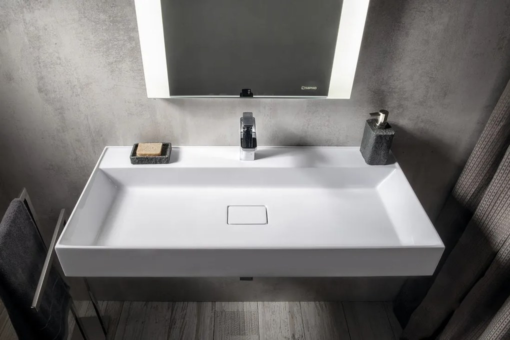 Sapho Sapho, GODIVA dvojumývadlo 119x44cm, liaty mramor, biela, GU119-0