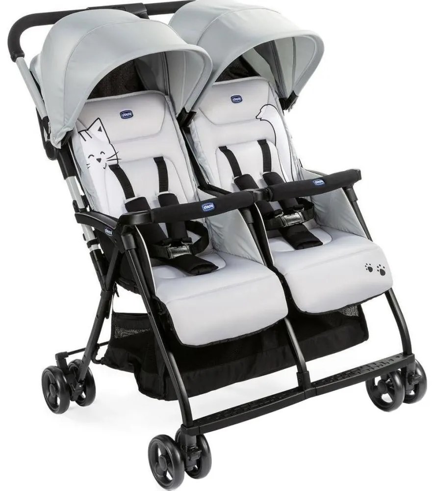 Chicco - Športový kočík pre dvojčatá OHLALA TWIN Silver Cat strieborná