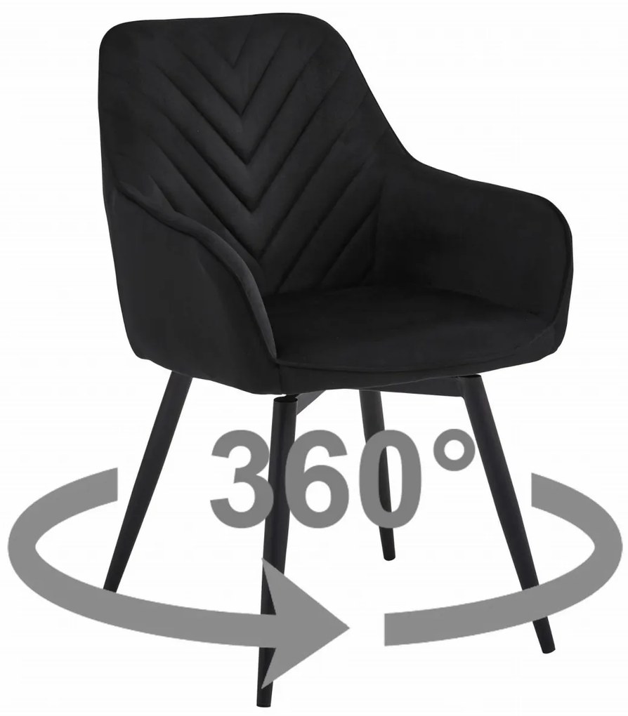 Otočné jedálenské kreslo NANA360 VELVET, čierne